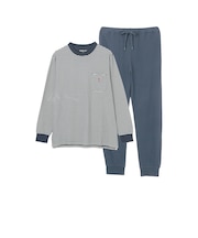 【WEB限定】接結天竺ボーダー&無地パンツ パジャマ