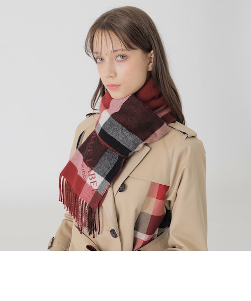 【10th ANNIVERSARY】クレストブリッジチェックロゴジャカードカシミヤマフラー