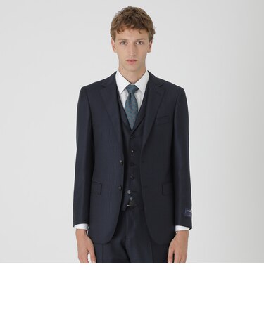 【一部店舗限定】Zegna ELECTAネイビーシャドーストライプスリーピーススーツ