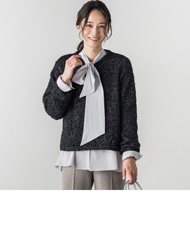 Vネックラメモールニットプルオーバー≪手洗い可能≫