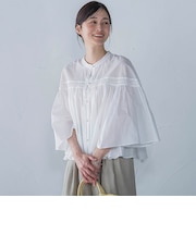 ピンタックcottonブラウス≪洗濯機で洗える≫