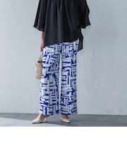 麻調ボイルプリントパンツ≪洗濯機で洗える≫