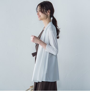 【WEB限定】ひやさらシワレス着流しカーディガン≪洗濯機で洗える≫