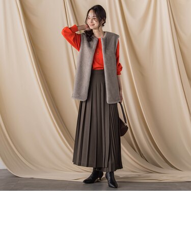 アシンメトリーコンビプリーツスカート