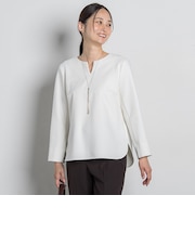 両面起毛キーネックブラウス<WEB限定11号サイズ>