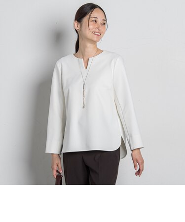 両面起毛キーネックブラウス＜WEB限定11号サイズ＞