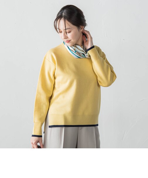 配色クルーネックニット≪洗える≫
