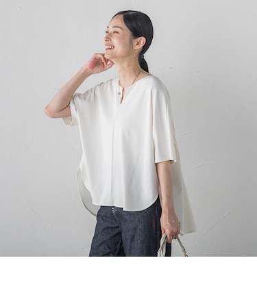 【WEB限定】≪夏の体型カバーに≫タックフレアカットソー