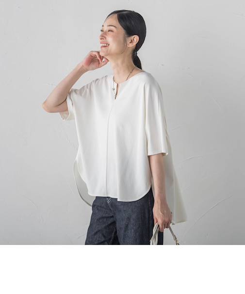 【WEB限定】≪夏の体型カバーに≫タックフレアカットソー
