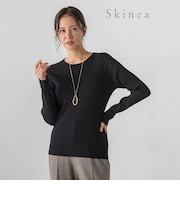 【Skinea】≪着るスキンケア≫リブクルーネックニット