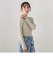 袖ボタンランダムリブニット≪手洗い可能≫