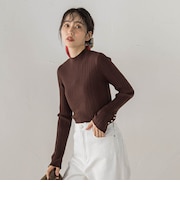 袖ボタンランダムリブニット≪手洗い可能≫