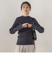 袖ボタンランダムリブニット≪手洗い可能≫