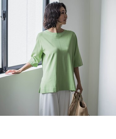 Tシャツ風ニットプルオーバー≪手洗い可能≫