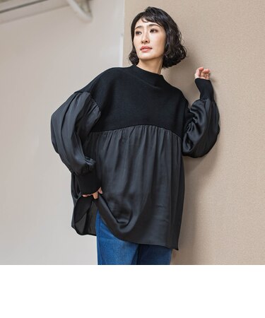 【WEB限定】”1枚でサマになる”ふんわりドッキングニット
