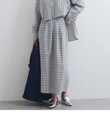 フロントタックチェックスカート≪手洗い可能≫