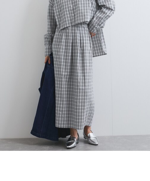フロントタックチェックスカート≪手洗い可能≫