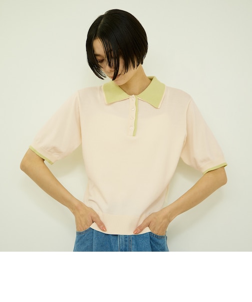 レーヨンナイロン配色ポロニット