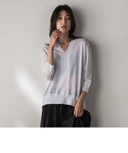 【新色追加】LEVITAシアーVネックドルマンニットプルオーバー≪手洗い可能≫