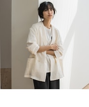 リネンダブルブレストジャケット≪手洗い可能≫