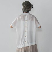 BACK釦アシンメトリーニットプルオーバー≪手洗い可能≫
