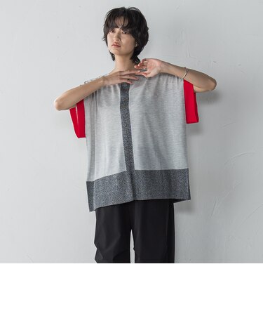 配色センターラインニットプルオーバー≪手洗い可能≫
