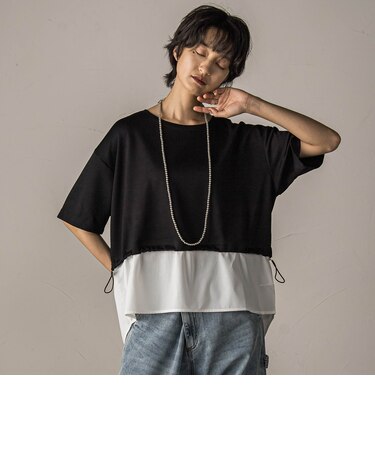 【WEB限定】シャツレイヤード風プルオーバー≪手洗い可能≫