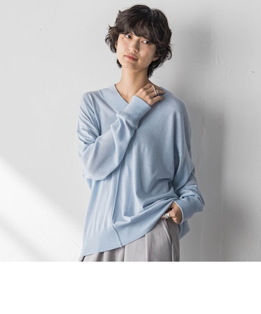 【新色追加】Vネックコクーンニットプルオーバー≪手洗い可能≫