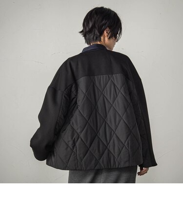 ダンボール×キルティングミドルノーカラーブルゾン
