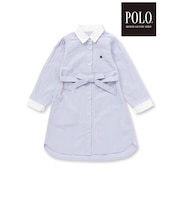 【POLO BCS(ポロ・ビーシーエス)×SLAP SLIPコラボ】【お揃い】ベルト付き襟カフスバイカラーストライプ柄シャツワンピース(80~130cm)