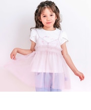 ラメチュールキャミソール+半袖Tシャツ2点セット(80~130cm)