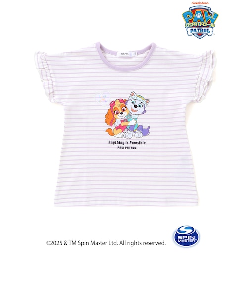 【パウ・パトロール×SLAPSLIP】袖フリルキャラクタープリントキラキラTシャツ(90~130cm)