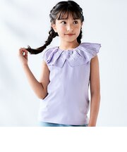 スカラップレースフリルカラー天竺ノースリーブTシャツ(90~150cm)