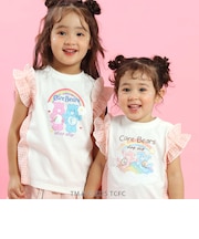 【ケアベア×SLAP SLIP】イラストプリントサイド切り替え袖フリルTシャツ(80~130cm)