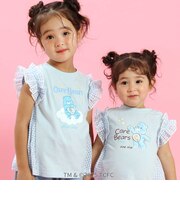 【ケアベア×SLAP SLIP】イラストプリントサイド切り替え袖フリルTシャツ(80~130cm)