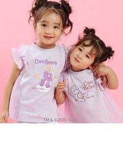 【ケアベア×SLAP SLIP】イラストプリントサイド切り替え袖フリルTシャツ(80~130cm)