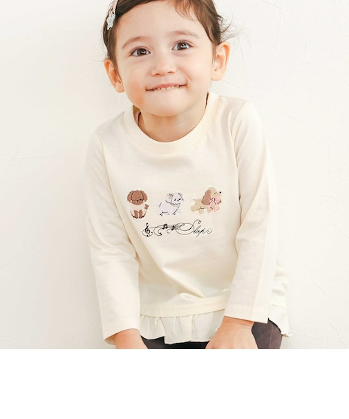 【スララク/防汚加工/オーガニックコットン】ときめき女の子長袖Tシャツ(80~130cm)