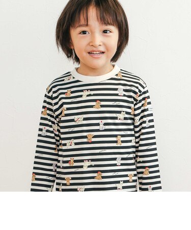【スララク/防汚加工/オーガニックコットン】わくわく男の子長袖Tシャツ(80~130cm)