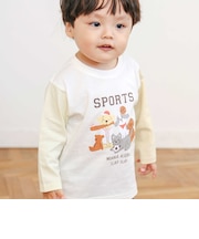 【スララク/防汚加工/オーガニックコットン】わくわく男の子長袖Tシャツ(80~130cm)