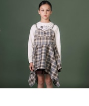 天竺長袖Tシャツxロングキャミソールセット(110~150cm)
