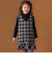 【店舗限定】チェックデニムジャンパースカート(95~150cm)