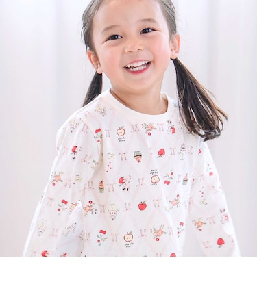 【スララク/防汚加工/オーガニックコットン】ときめきデザイン女の子長袖Tシャツ(80~130cm)