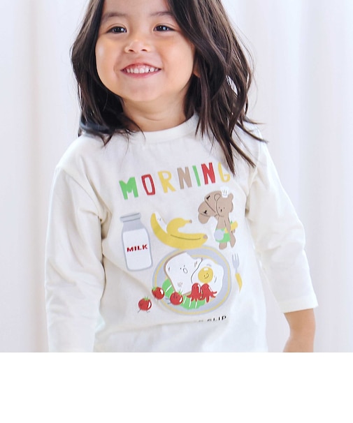 【スララク/防汚加工/オーガニックコットン】わくわくデザイン男の子長袖Tシャツ(80~130cm)