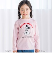 【Disney(ディズニー)】<ミッキーマウス>プリント天竺長袖Tシャツ(90~130cm)
