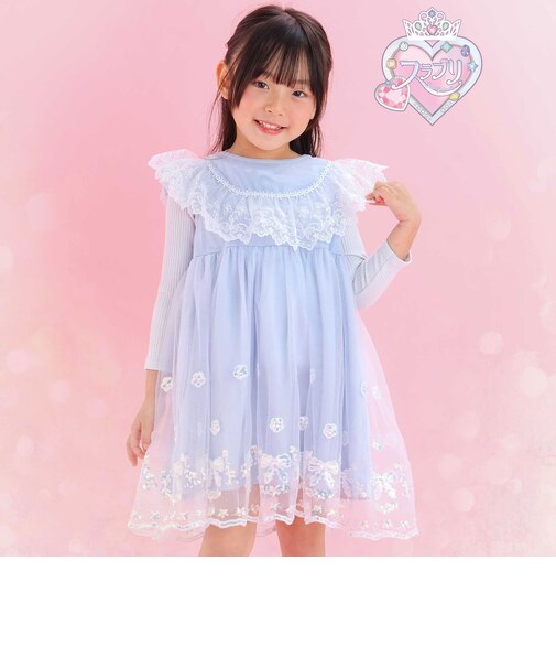 【スラプリ】チュール刺しゅうジャンパースカート(90~130cm)