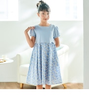 【日本製】【お揃い】リバティ(leontyne dream)プリントタナローン フライス切り替えワンピース(90~140cm)