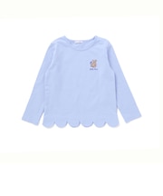 【抗菌防臭・UVカット】裾スカラップくま刺しゅう天竺長袖Tシャツ(90~130cm)
