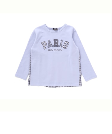 チェックスムース切り替えパッチロゴ長袖Tシャツ(90~160cm)