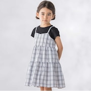 【店舗限定】マドラスチェックドッキングワンピース(95~150cm)
