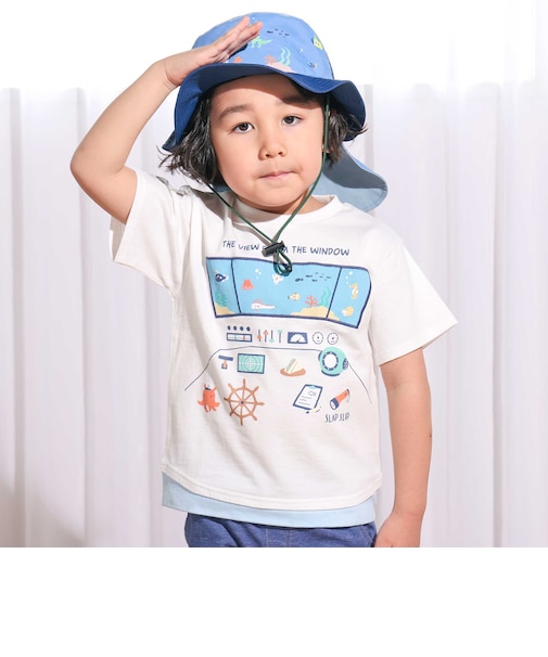 操縦席プリント天竺Tシャツ(80~130cm)